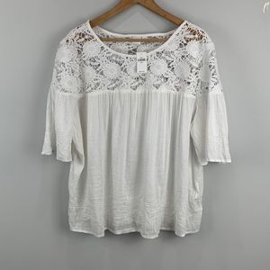 Gap White Gauzy Eyelet Top- XXL